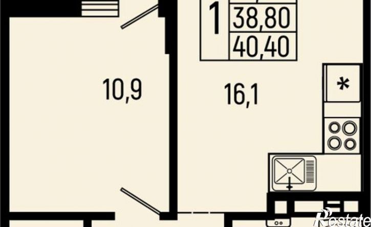 1-комн квартира в новом доме Республика Адыгея (Адыгея), Майкоп, улица Якуба Коблева