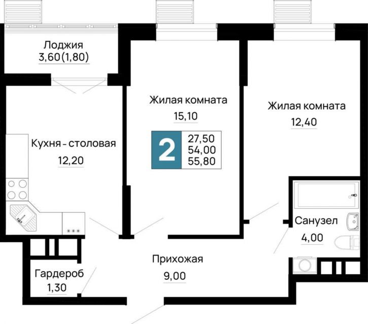 2-комн квартира в новом доме Тургеневское шоссе улица, д.1