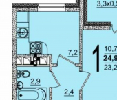 1-комн, 23кв м, этаж 8/19 ул Западный Обход, 45 4