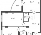 2-комн, 83кв м, этаж 4/18 ул Кожевенная, 24