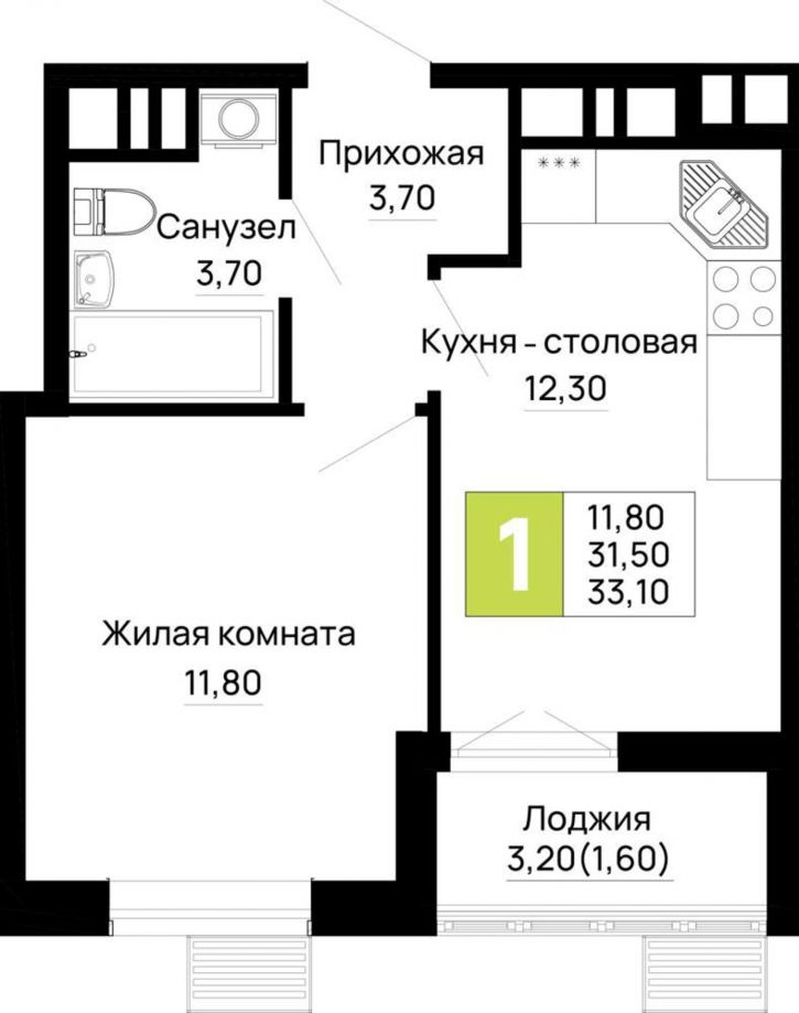 1-комн квартира в новом доме Тургеневское шоссе улица, д.1