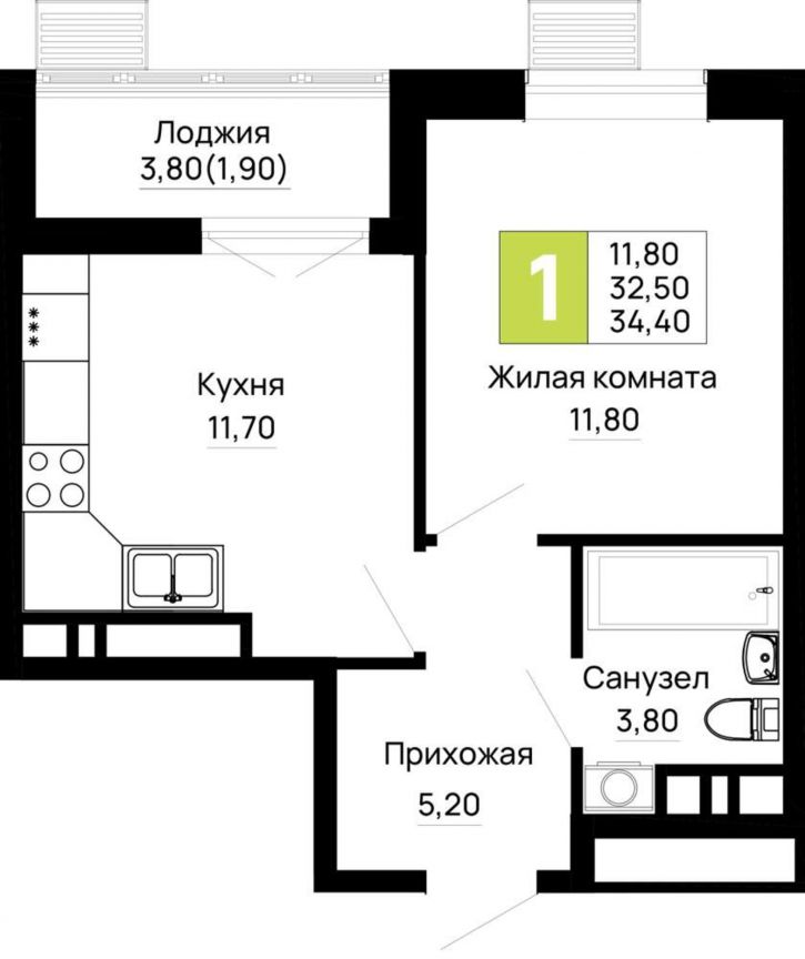 1-комн квартира в новом доме Тургеневское шоссе ул., д.1