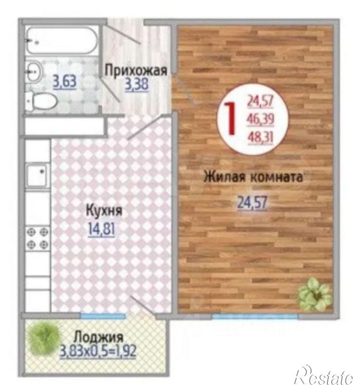 1-комн квартира ул Солнечная, 57 3,  д. 57 3,  к. 3
