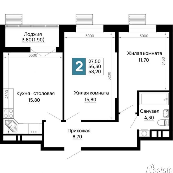2-комн квартира в новом доме Тургеневское шоссе ул., д.1
