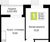 1-комн, 35.4 кв м, этаж 3/16 Тургеневское шоссе ул., д.1