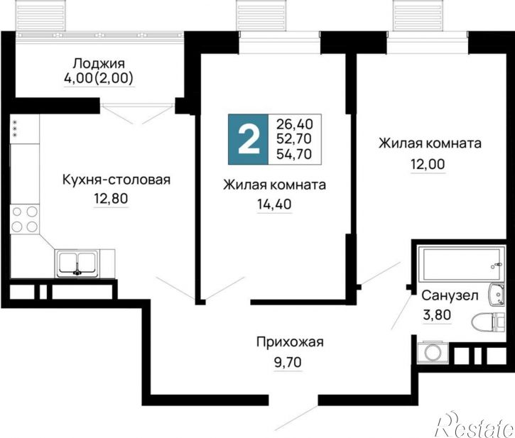 2-комн квартира в новом доме Тургеневское шоссе ул., д.1