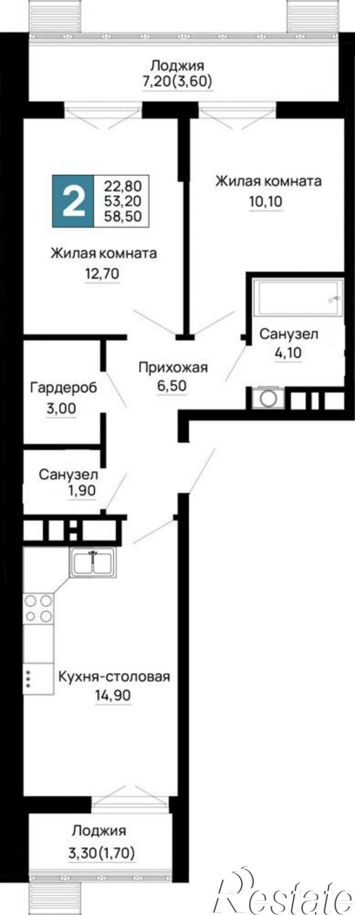 2-комн квартира в новом доме Тургеневское шоссе ул., д.1