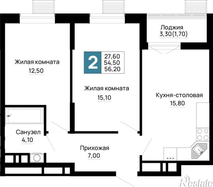 2-комн квартира в новом доме Тургеневское шоссе ул., д.1