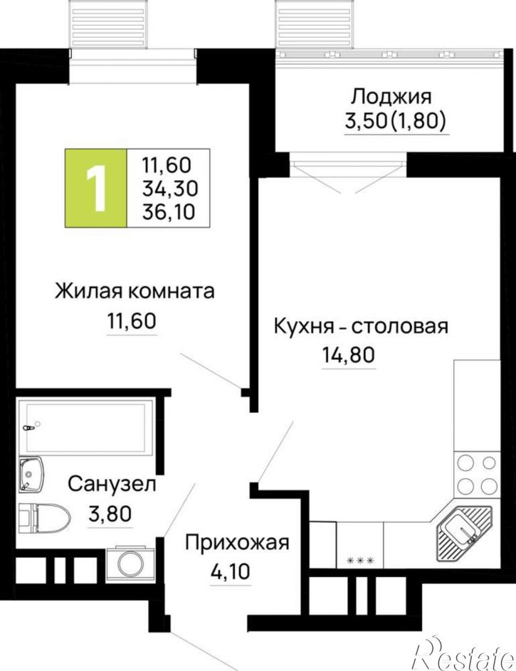 1-комн квартира в новом доме Тургеневское шоссе ул., д.1
