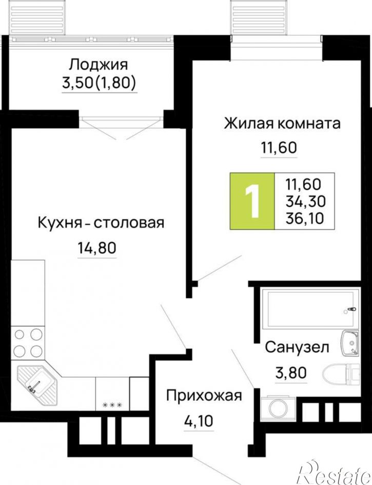 1-комн квартира в новом доме Тургеневское шоссе ул., д.1