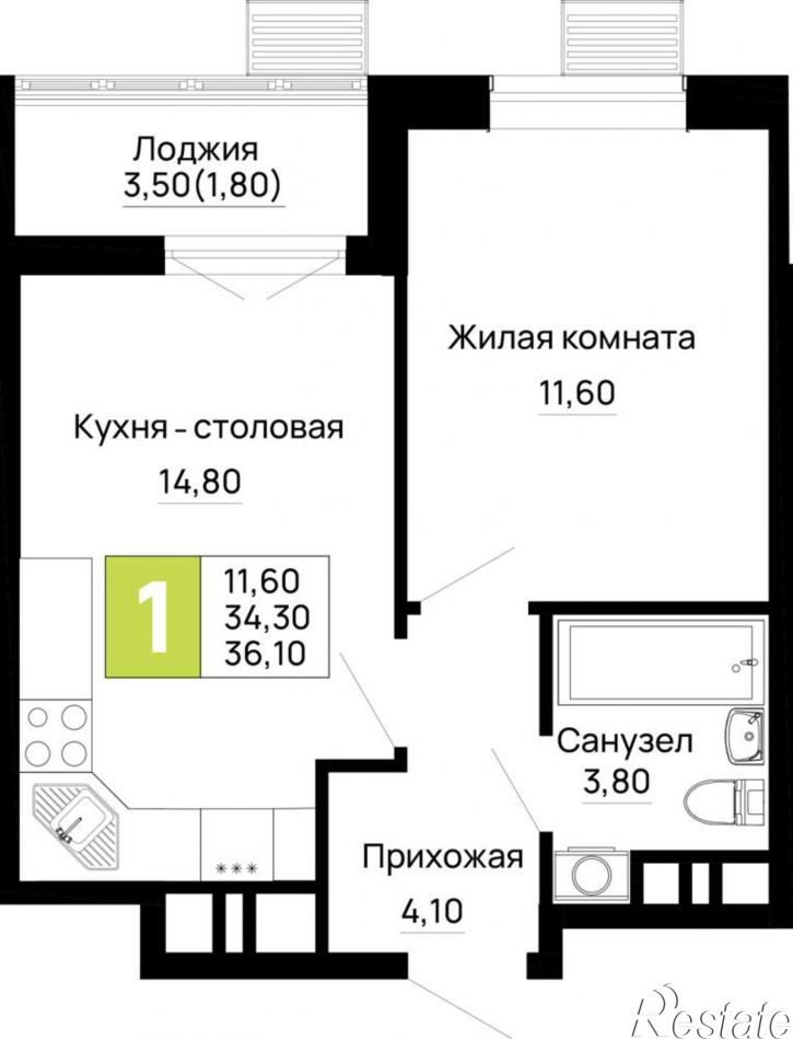 1-комн квартира в новом доме Тургеневское шоссе ул., д.1