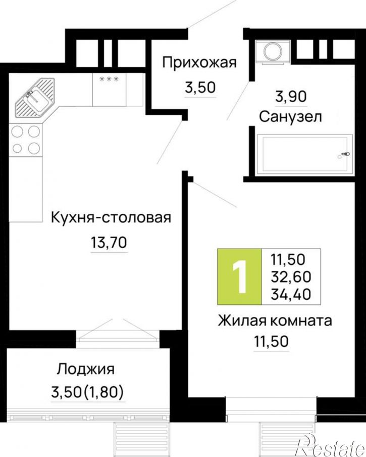 1-комн квартира в новом доме Тургеневское шоссе ул., д.1