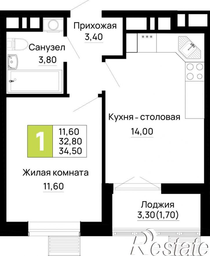 1-комн квартира в новом доме Тургеневское шоссе ул., д.1
