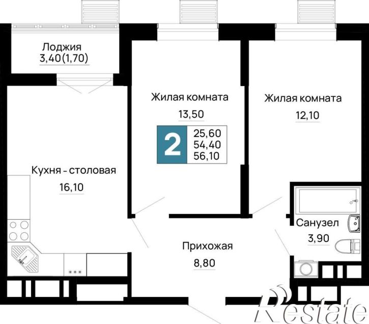 2-комн квартира в новом доме Тургеневское шоссе ул., д.1