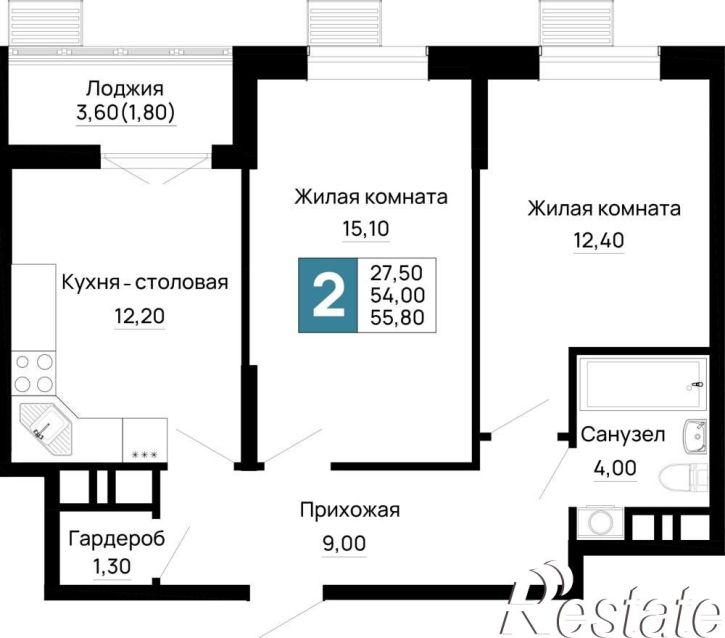 2-комн квартира в новом доме Тургеневское шоссе ул., д.1